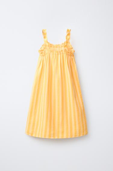 6-14 YEARS/ STRIPED NIGHTDRESS WITH EMBROIDERED FLOWERS - Yellow by Zara - Image 1
