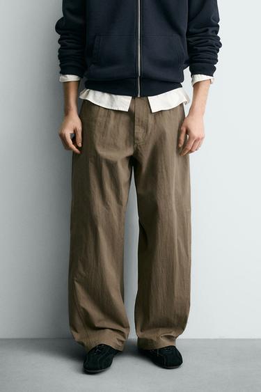 Zara CURVED FIT PANTS - Khaki