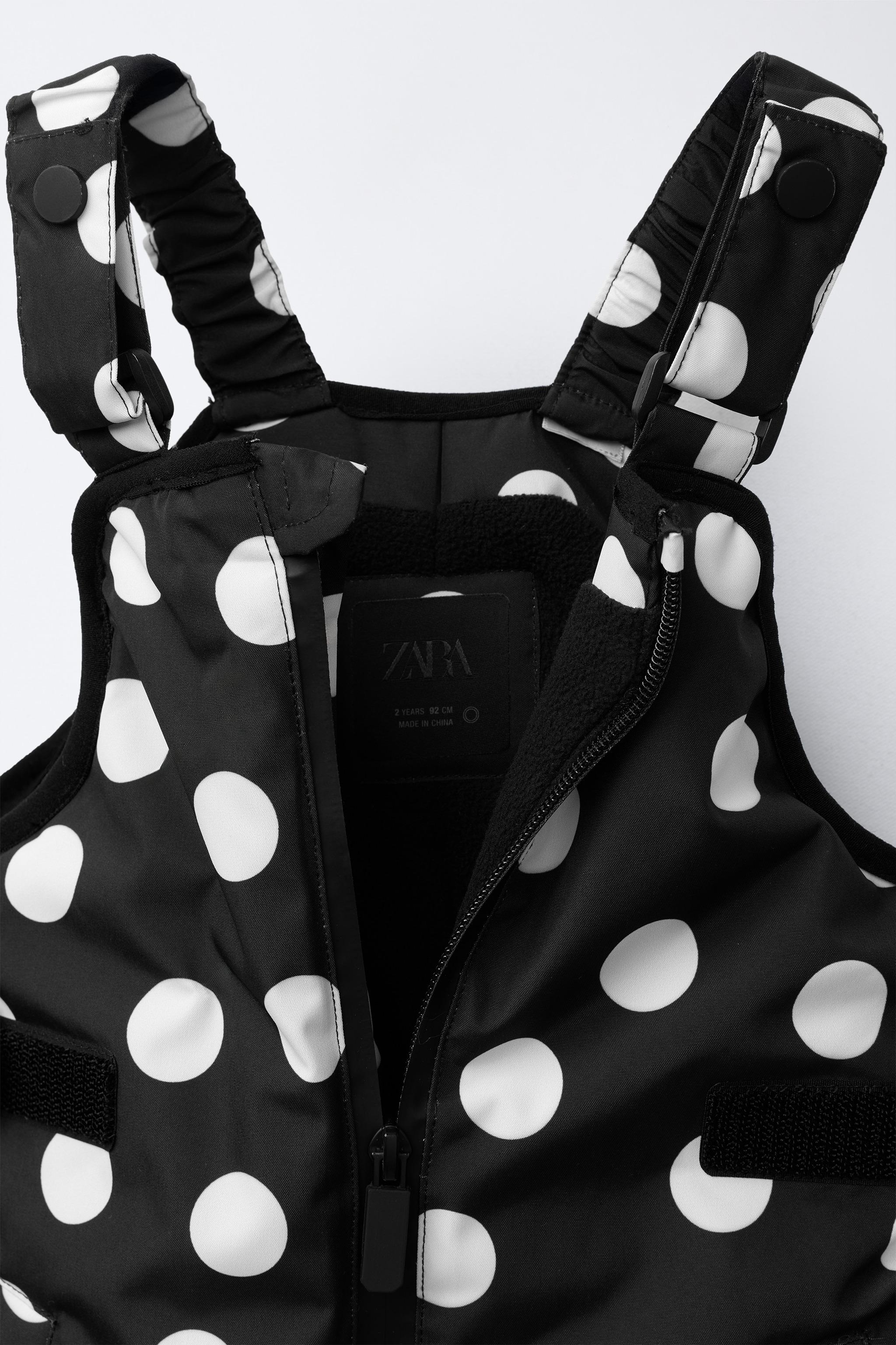 WATER-RESISTANT AND WINDPROOF POLKA DOT OVERALLS - Black | ZARA