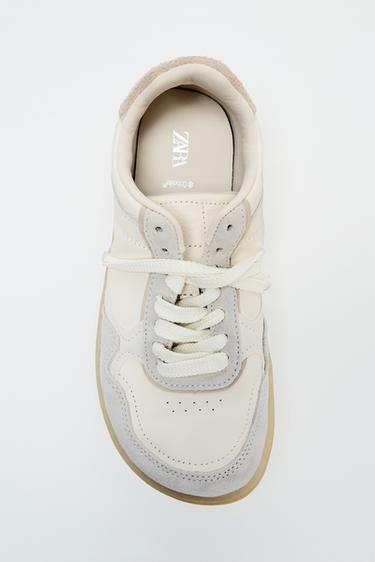 BAREFOOT COMBINED LEATHER TRAINERS - Ecru White by Zara