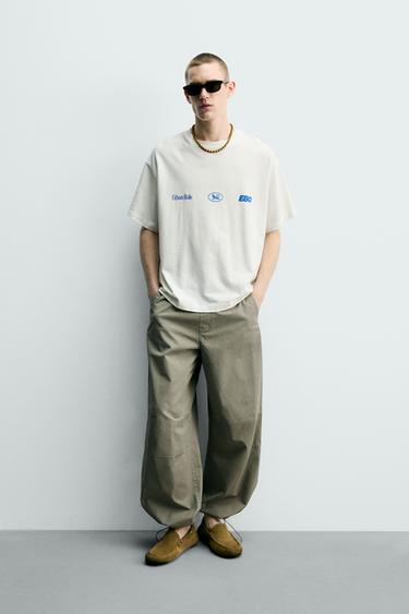 Zara CONTRASTING TEXT PRINT T-SHIRT - White - Image 0