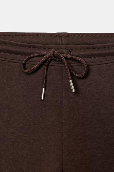 Zara INTERLOCK FLARE PANTS - Brown