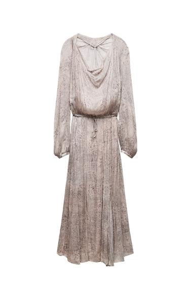 VOLUMINOUS PRINTED LONG DRESS ZW COLLECTION