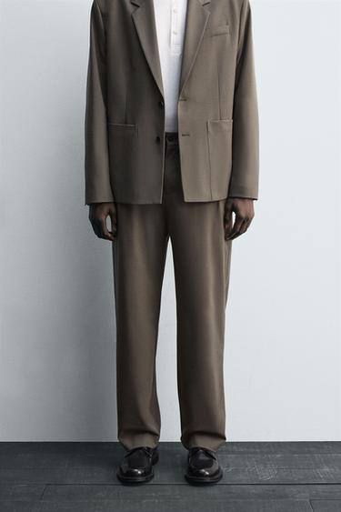 WOOL SUIT TROUSERS - Mid-green by Zara