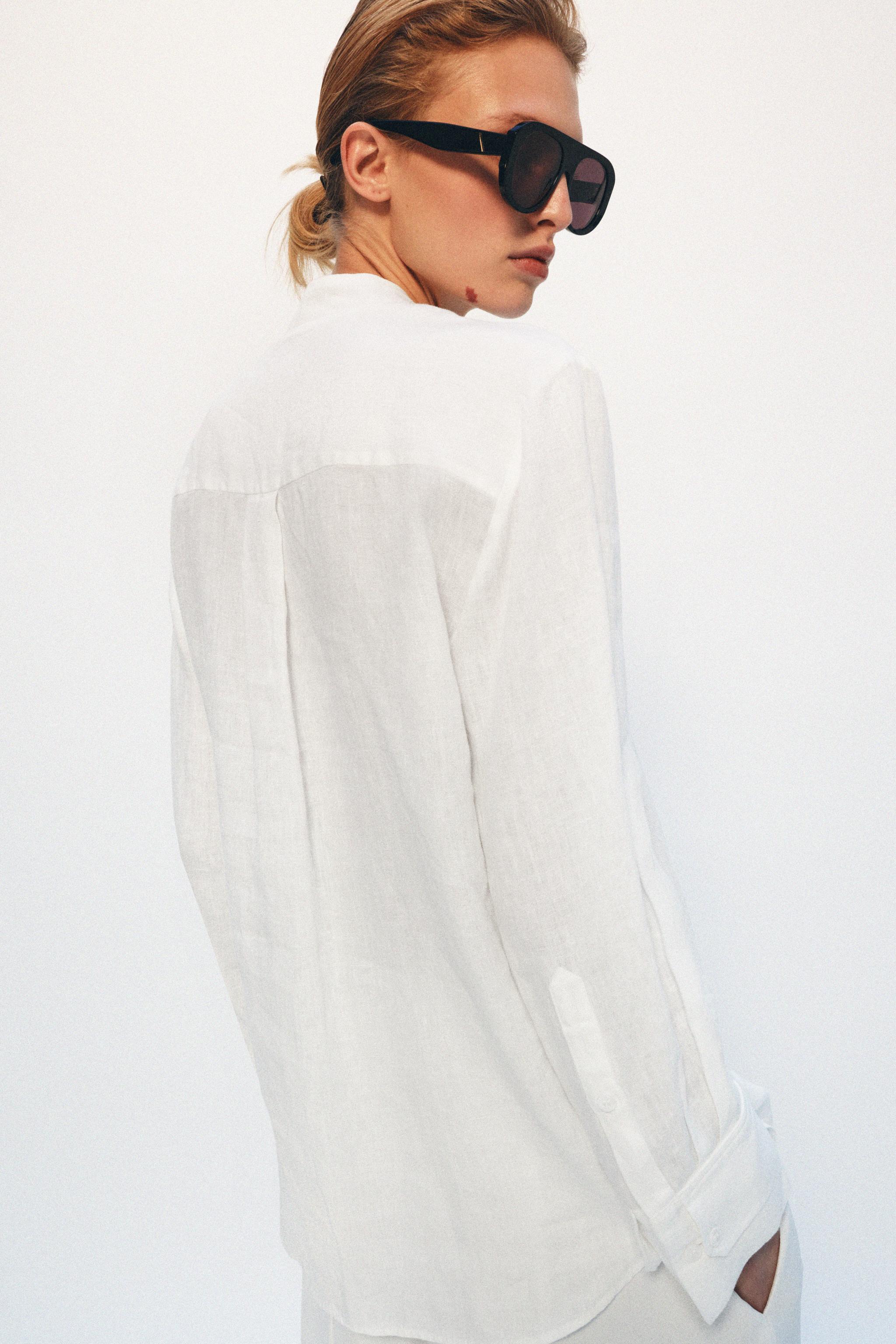 100% LINEN FIREMAN CLASP SHIRT ZW COLLECTION