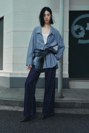 Z1975 MID-WAIST WIDE-LEG JEANS WITH CHAINS - Blue by Zara