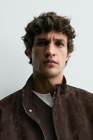 LEATHER SPLIT SUEDE JACKET - Brown by Zara