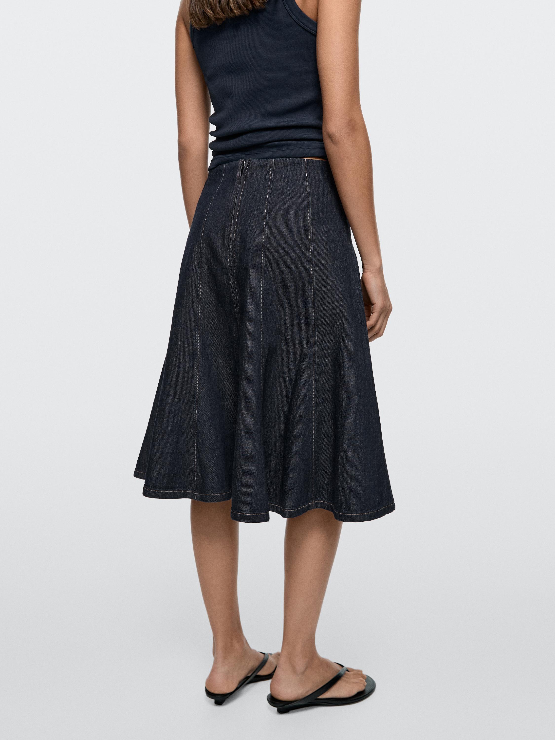 Jupe midi denim à godets
