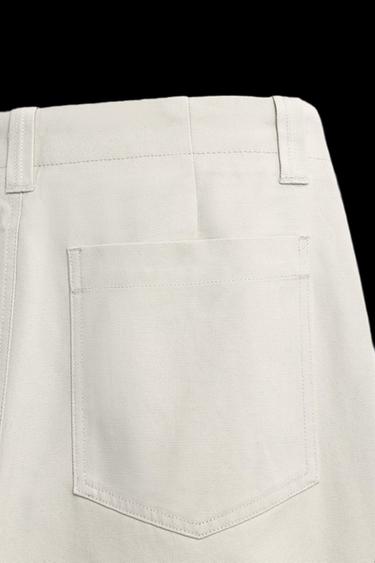 Zara CANVAS TEXTURED PANTS - Beige