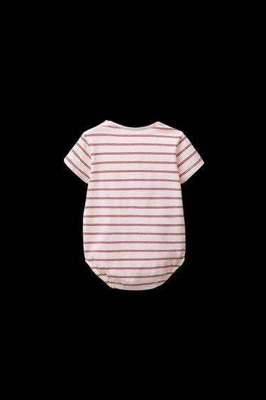 Zara STRIPED KNIT BODYSUIT - Light ecru