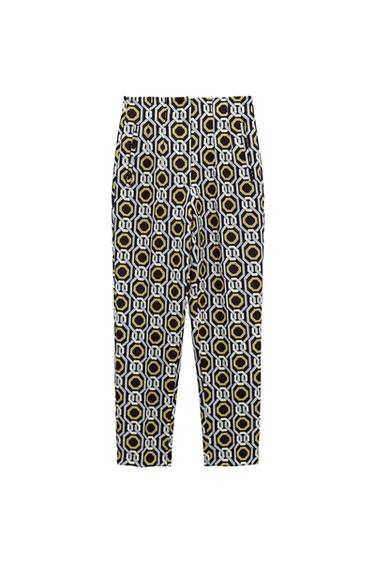 GEOMETRIC PRINT HIGH-WAIST TROUSERS
