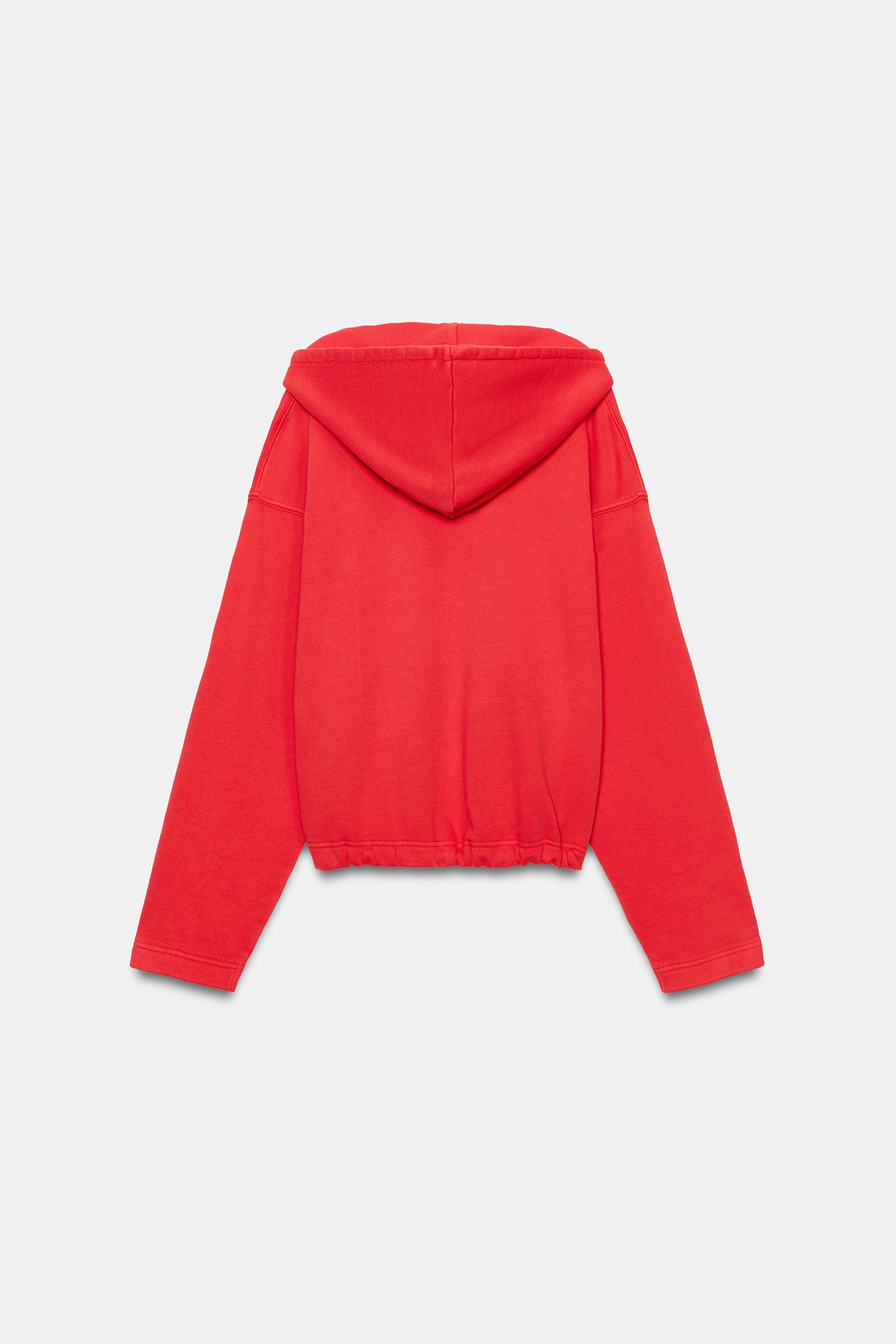 Zara SOLUK EFEKTLİ KAPÜŞONLU SWEATSHIRT görsel 7