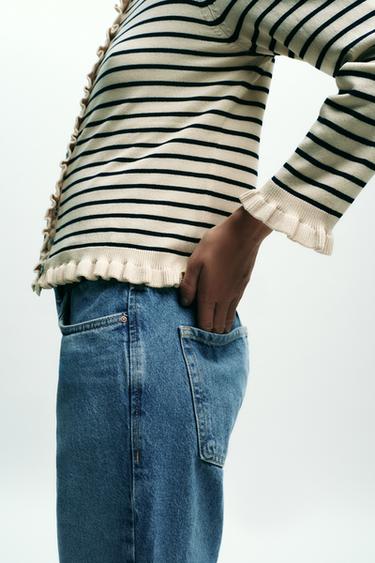 RUFFLE TRIM CARDIGAN - striped by Zara - Image 3