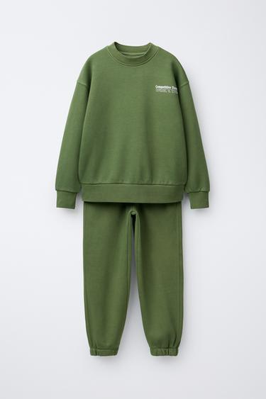 SÆT MED SWEATSHIRT OG JOGGINGBUKSER – GARMENT DYE - grøn fra Zara - Billede 0