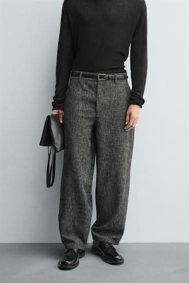 バルーンフィットテクスチャーパンツブラックZaraのバルーンフィットテクスチャーパンツ - ブラック