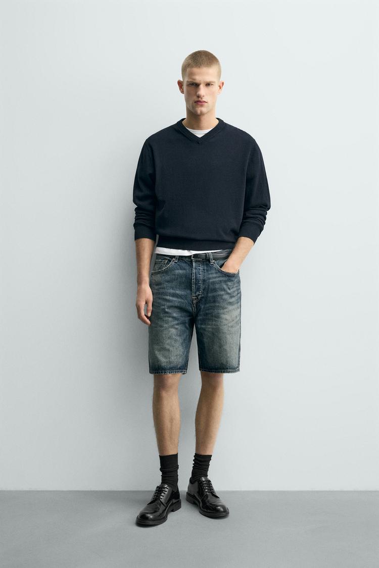 BERMUDAS DE MEZCLILLA DE PIERNA RECTA