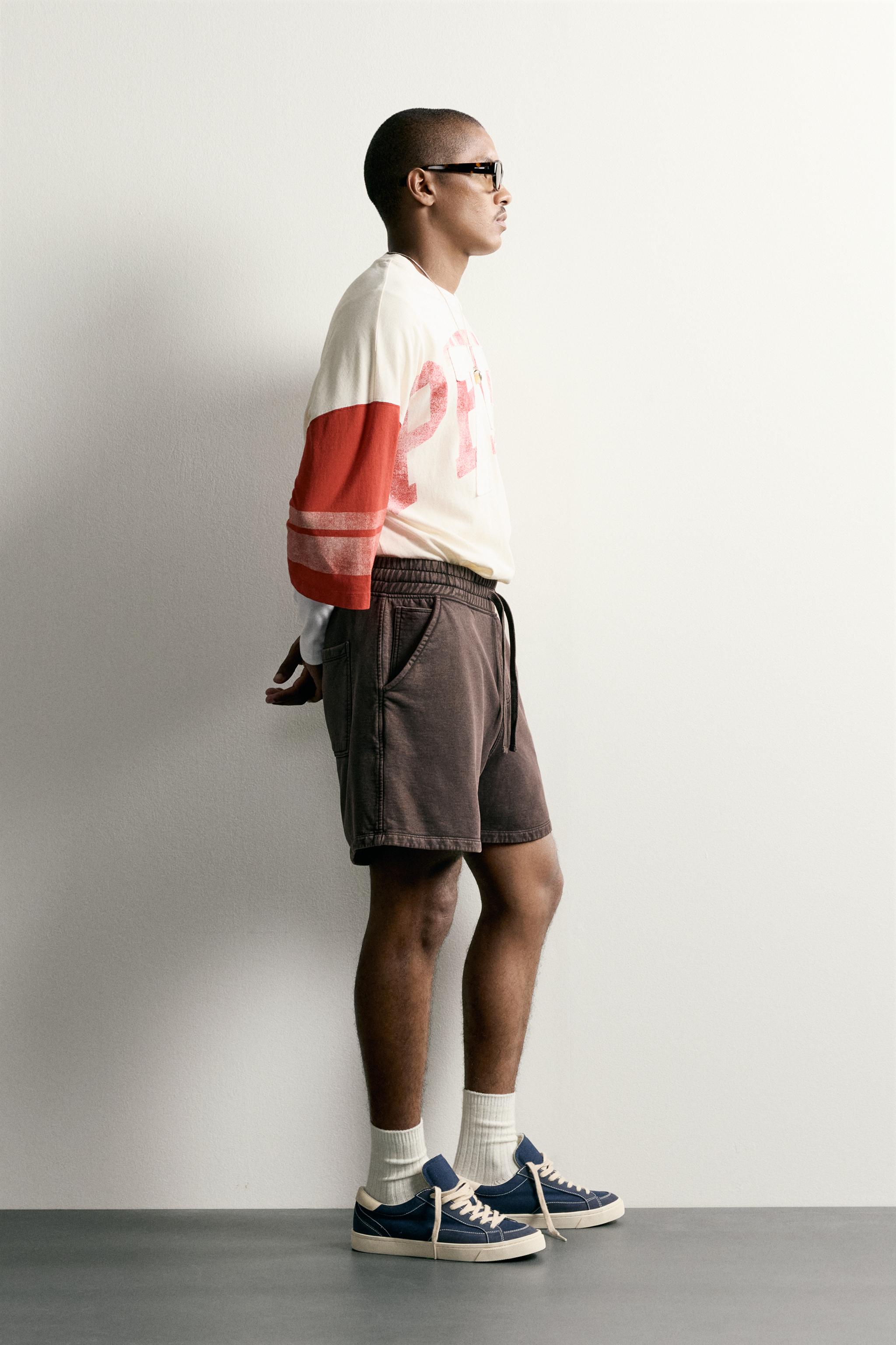Мужские шорты Zara WASHED SWEAT SHORTS — фото 4