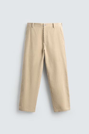 PANTALON REGULAR FIT EN VELOURS CÔTELÉ - Beige clair de Zara