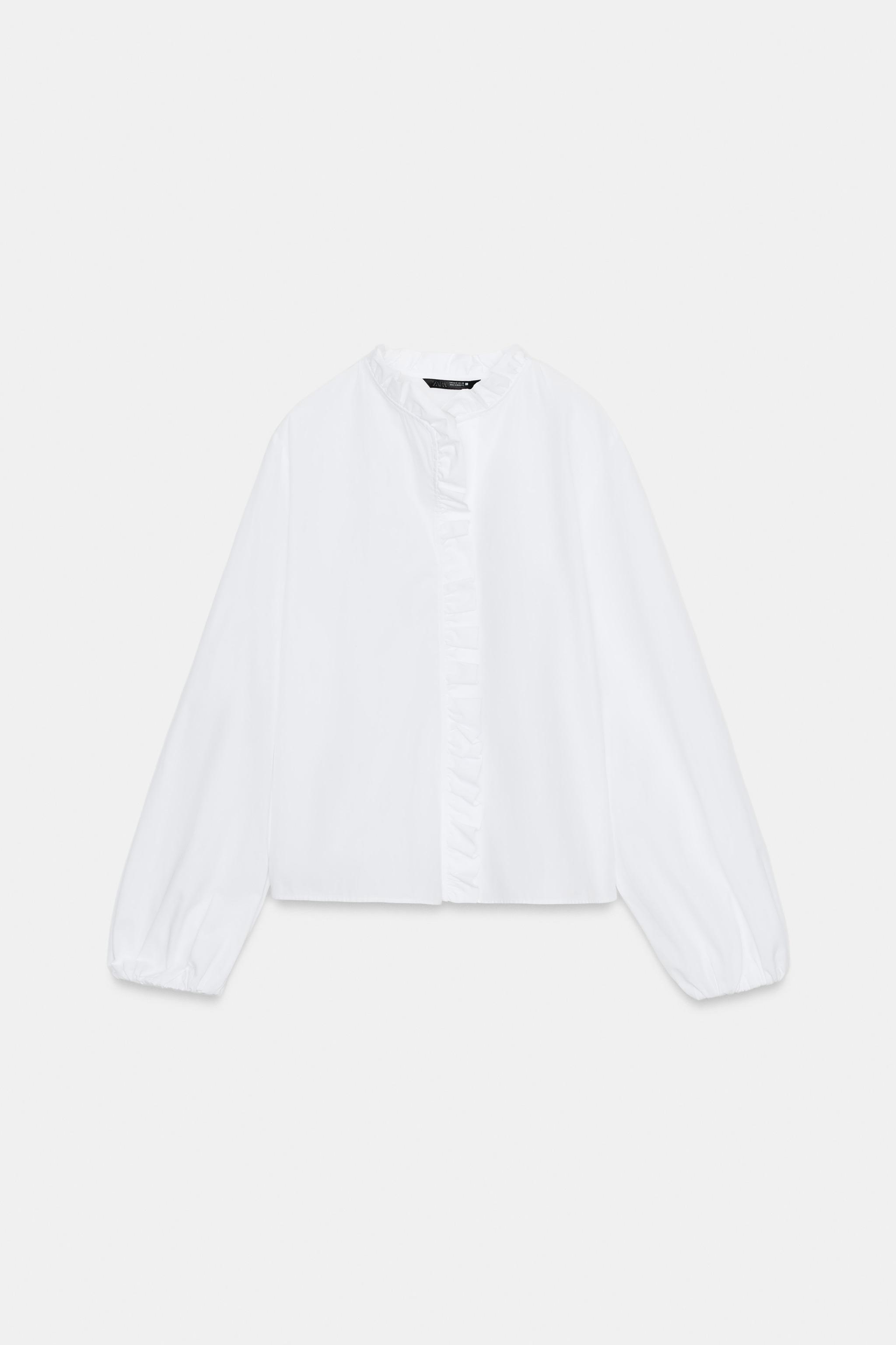 BLOUSE EN POPELINE À VOLANTS