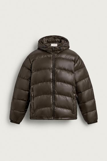80% DOWN - 20% FEATHER WATER-REPELLENT PUFFER JACKET ORIGINS - Chocolate by Zara