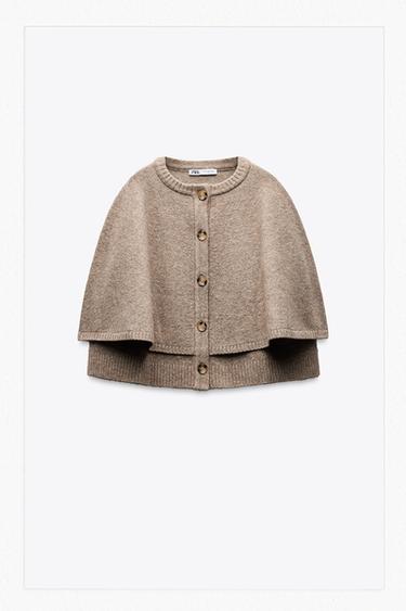 KNIT CAPE JACKET - Mink by Zara