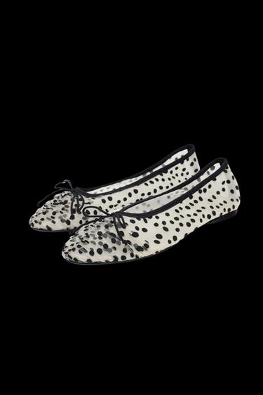 Zara MESH BALLET FLATS WITH BOW - Multi-color