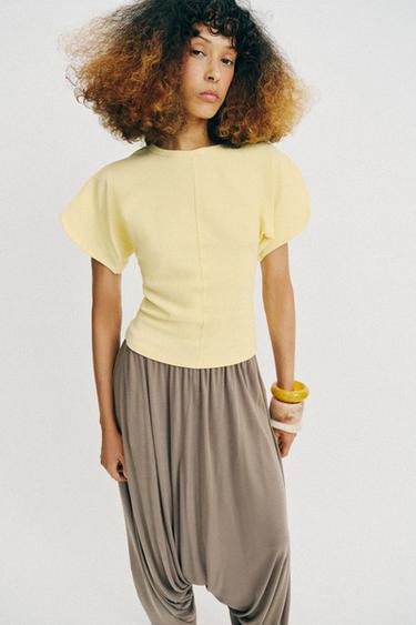 T-SHIRT À MANCHES BOUFFANTES - Jaune de Zara - Image 1