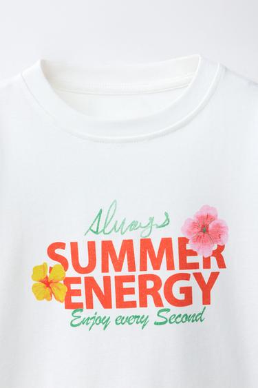 T-SHIRT IMPRIMÉ SUMMER - Blanc de Zara - Image 2