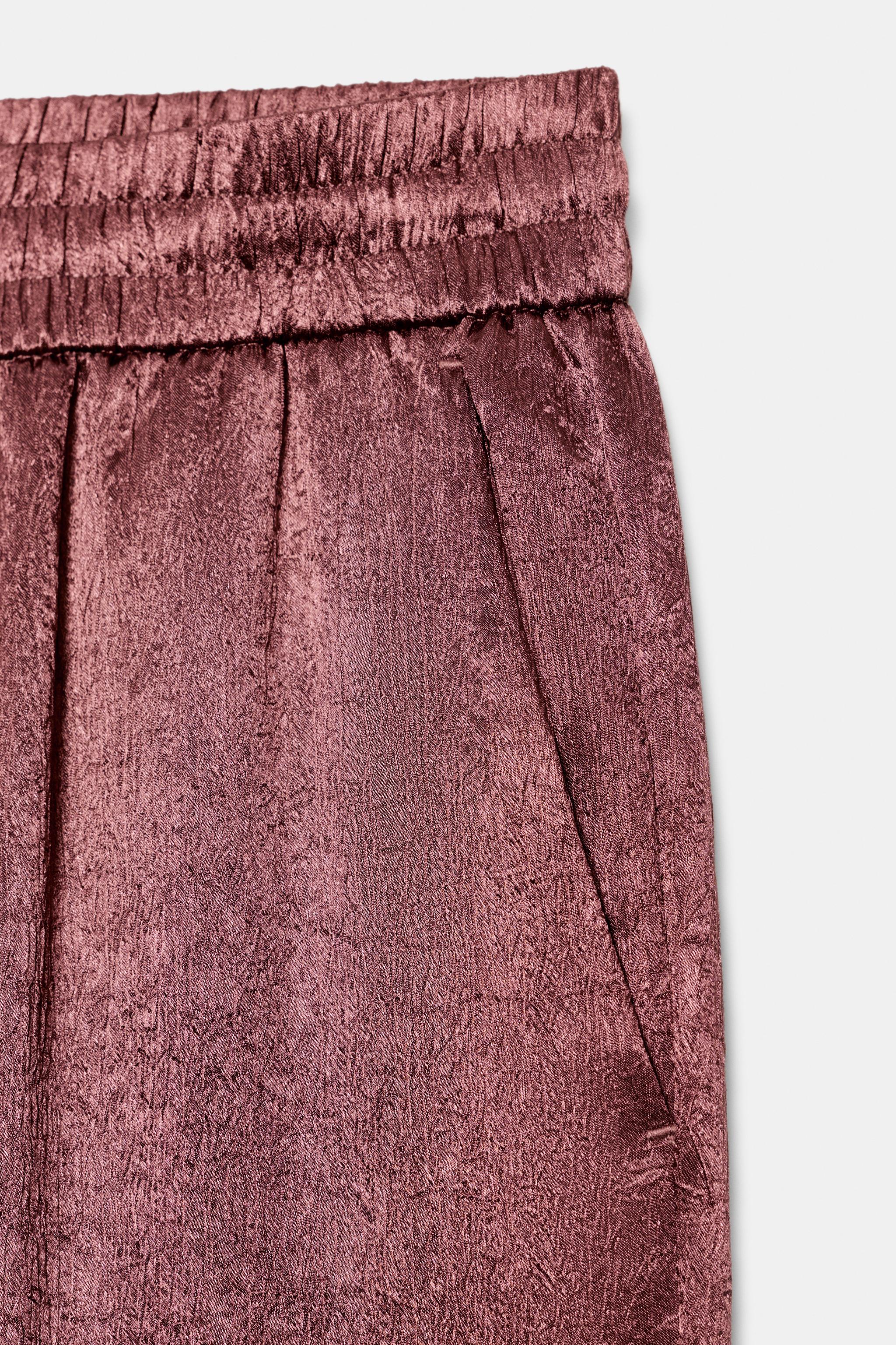 CRINKLED EFFECT WIDE LEG PANTS