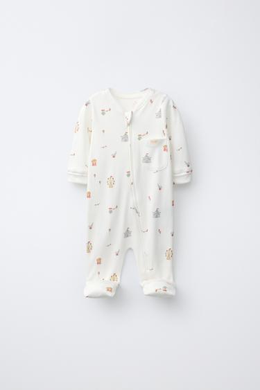 TWO-PACK OF CIRCUS AND STRIPE CONVERTIBLE FOOT SLEEPSUITS - Ecru by Zara - Image 1