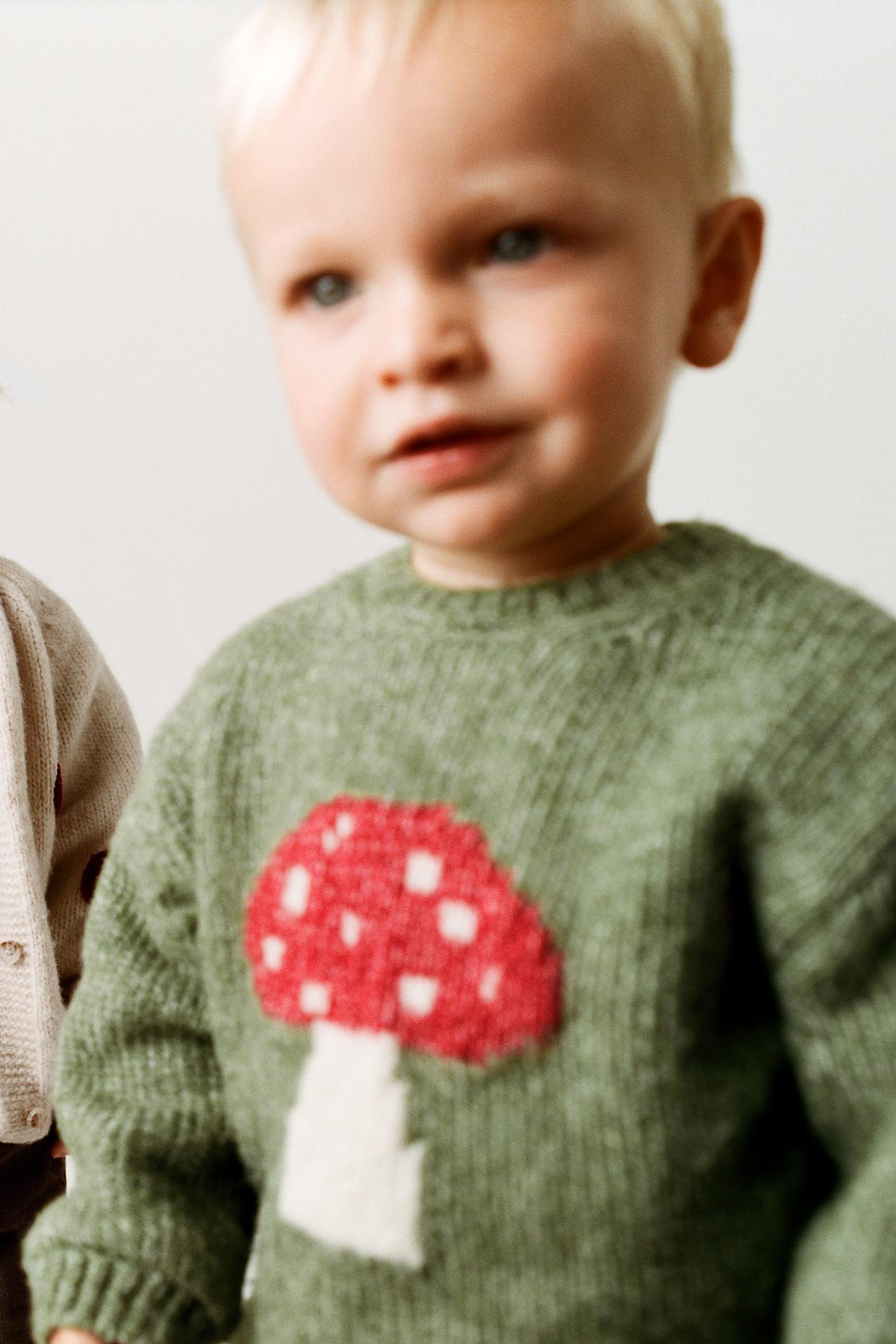 MUSHROOM PRINT SWEATER — Mid-green