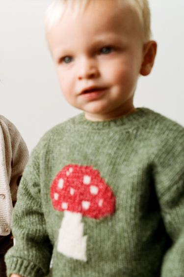 MUSHROOM PRINT SWEATER — Mid-green 1