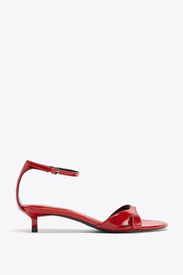 SANDALIA PULSERA PIEL - Rojo de Zara