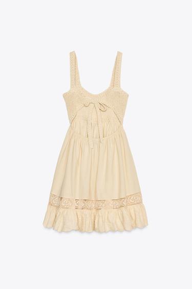 COMBINED KNIT DRESS - Ecru by Zara - Image 6
