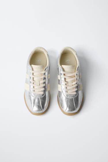 Zara METALLIC SNEAKERS - Silver
