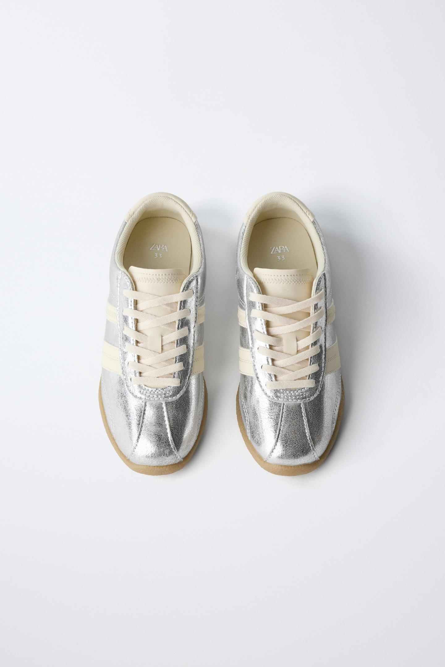 Детские кроссовки Zara Metallic, цвет: Серебряный — фото 5