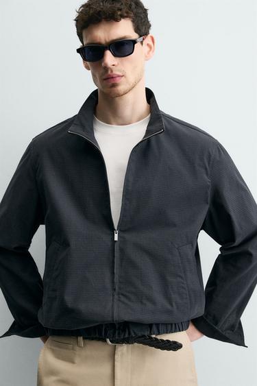 REGULAR FIT CHECK BOMBER JACKET - Blue by Zara - Image 5