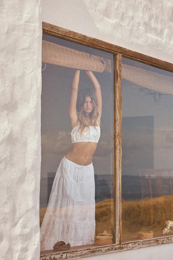 TOP CROP EN POPELINE - Blanc de Zara - Image 0