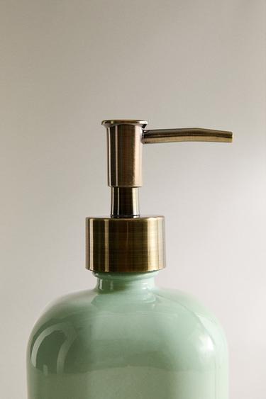 JADE GREEN GLASS SOAP DISPENSER - Sea green by Zara - Image 1