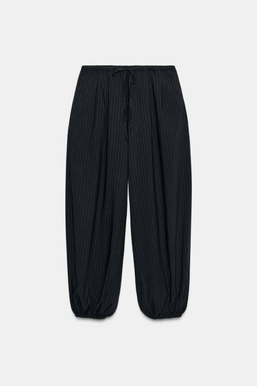 Zara ZW COLLECTION PINSTRIPE BALLOON PANTS - striped