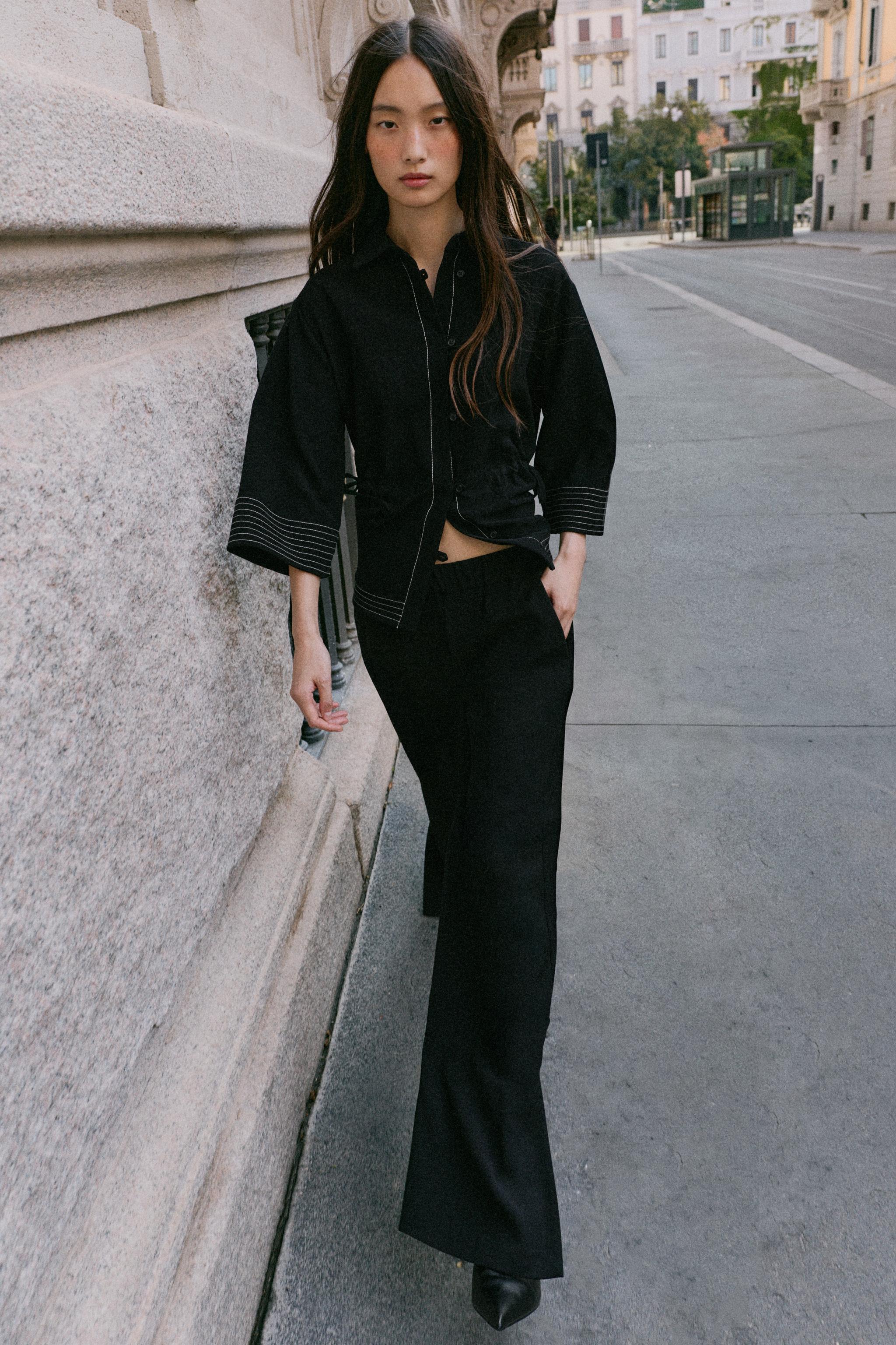 STRIPED PANTS WITH SIDE SLITS