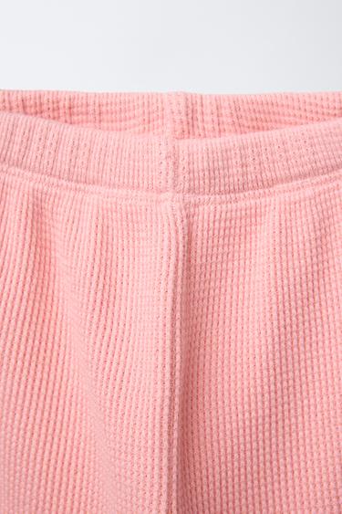 LACE-TRIM WAFFLE BAGGY TROUSERS - Pink by Zara - Image 2