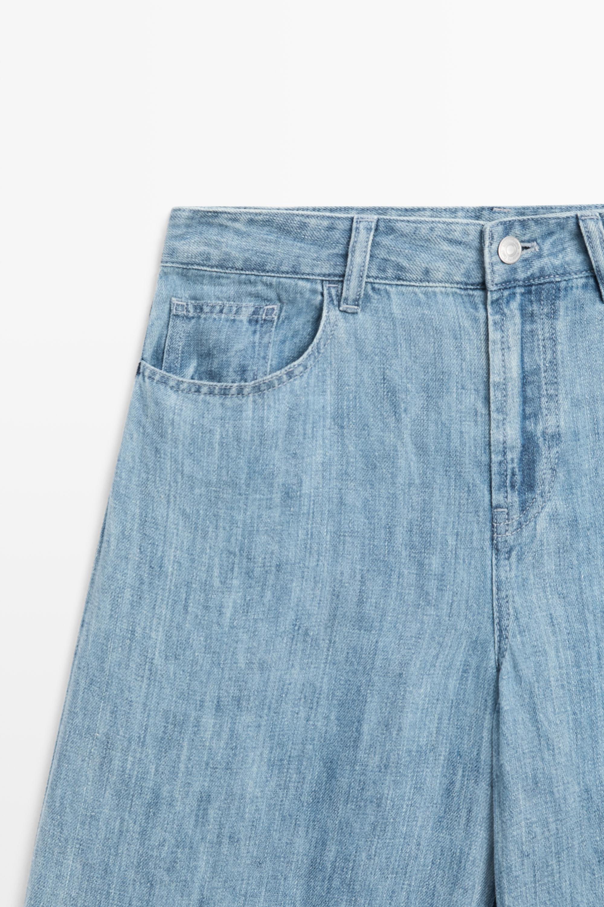Jean barrel fit taille haute 100 % lin