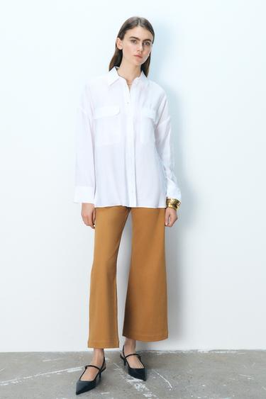 JEANS ZW COLLECTION WIDE LEG TIRO ALTO - Caramelo de Zara - Imagen 0
