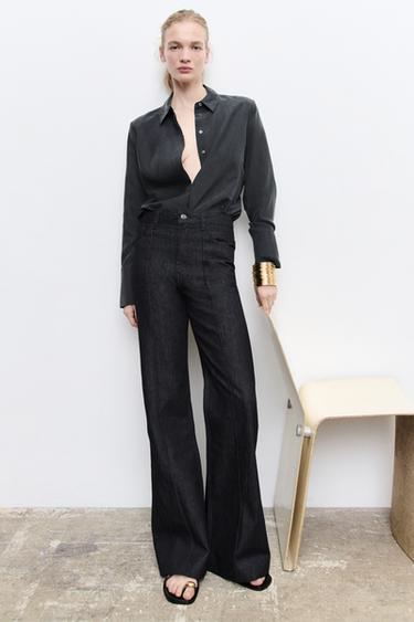 Zara ZW COLLECTION RELAXED BOOTCUT JEANS - Blue