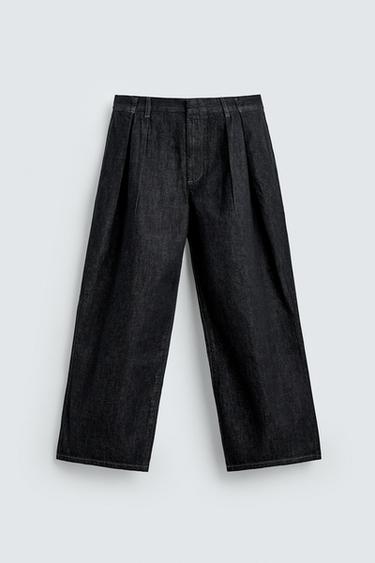 JEANS WIDE FIT 플리츠 - Zara 네이비