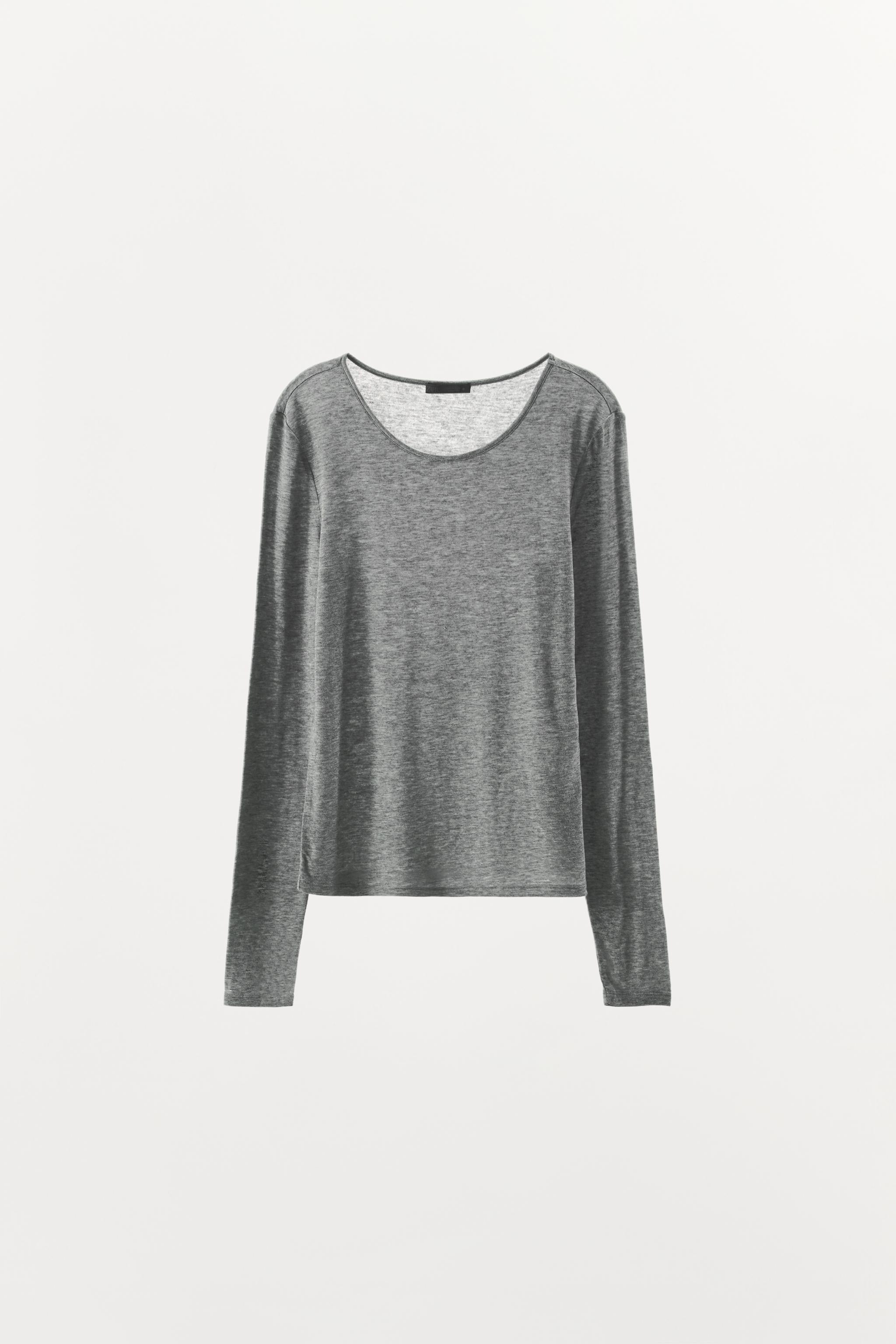Zara YÜNLÜ ÖRME DÜZ T-SHIRT görsel 7
