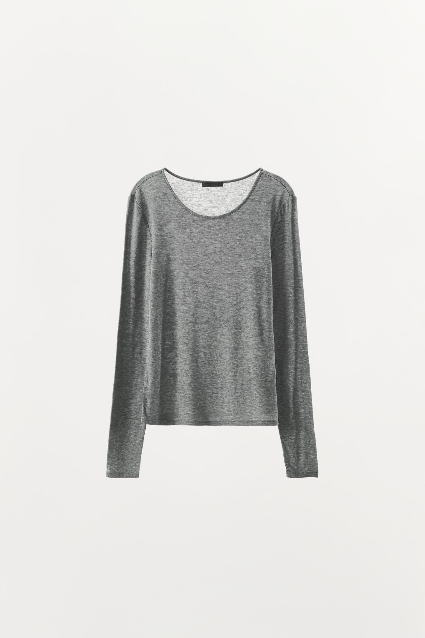 Женская футболка Zara Plain Wool-Blend Knit, цвет: Серый — фото 7