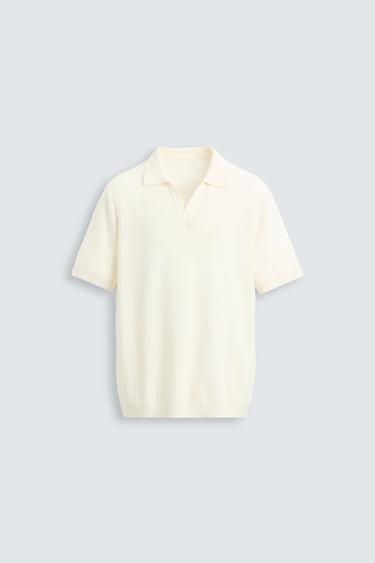 TEXTURED KNIT POLO SHIRT - Ecru by Zara