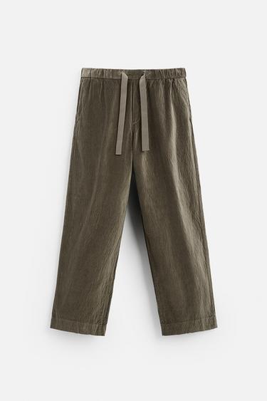 PANTALÓN TERCIOPELO SEERSUCKER - Oliva de Zara - Imagen 0